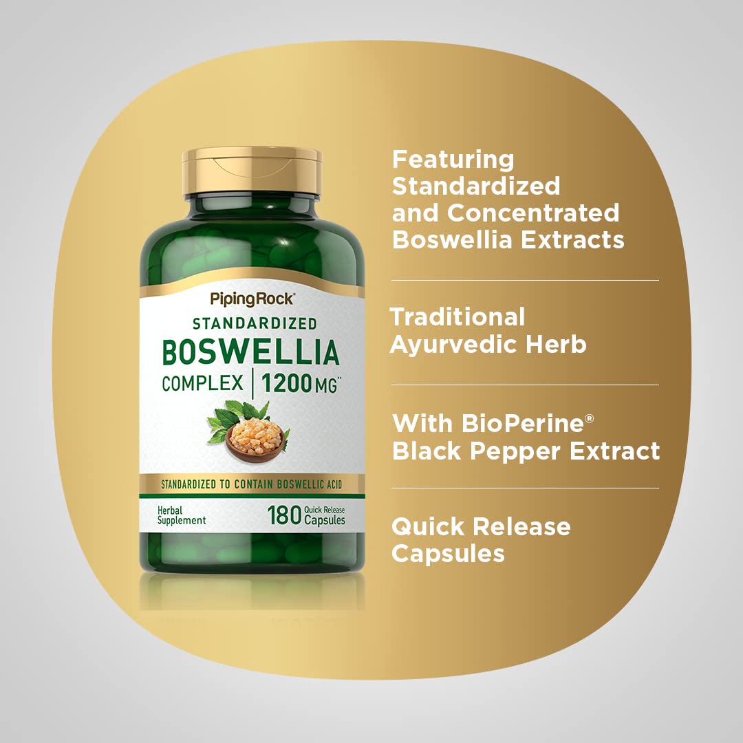 Cápsulas de liberación rápida de Piping Rock Boswellia para apoyo diario.