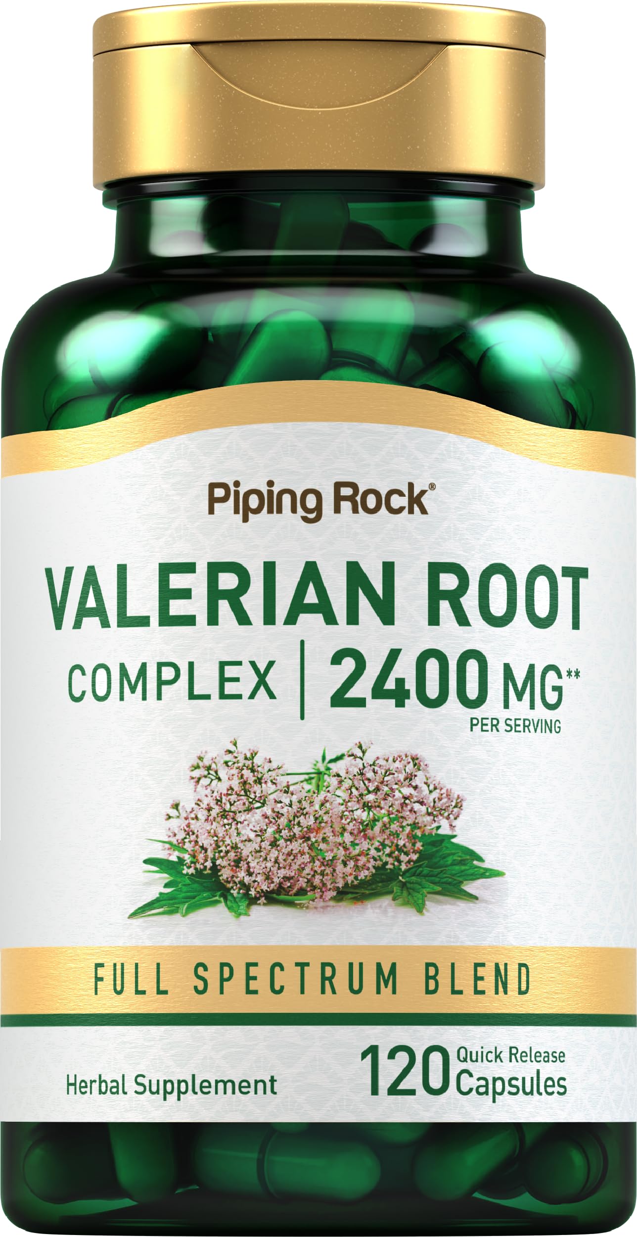 Piping Rock cápsulas valeriana en bote con liberación rápida para comodidad diaria