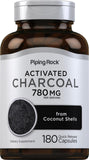 Piping Rock carbón activado cápsulas 780 mg en bote, absorbentes naturalmente.