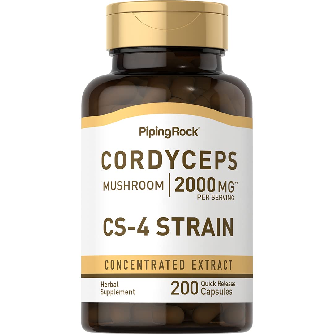 Piping Rock Cordyceps: empaque listo para almacenar y usar en la rutina.