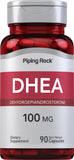 Piping Rock DHEA: cápsulas de 100 mg en botella, comodidad para la rutina diaria.