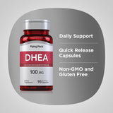 Piping Rock DHEA: suplemento en caja externa para almacenamiento ordenado.