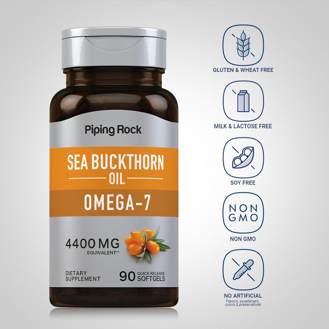 Piping Rock Sea Buckthorn etiqueta detallada, ingredientes visibles