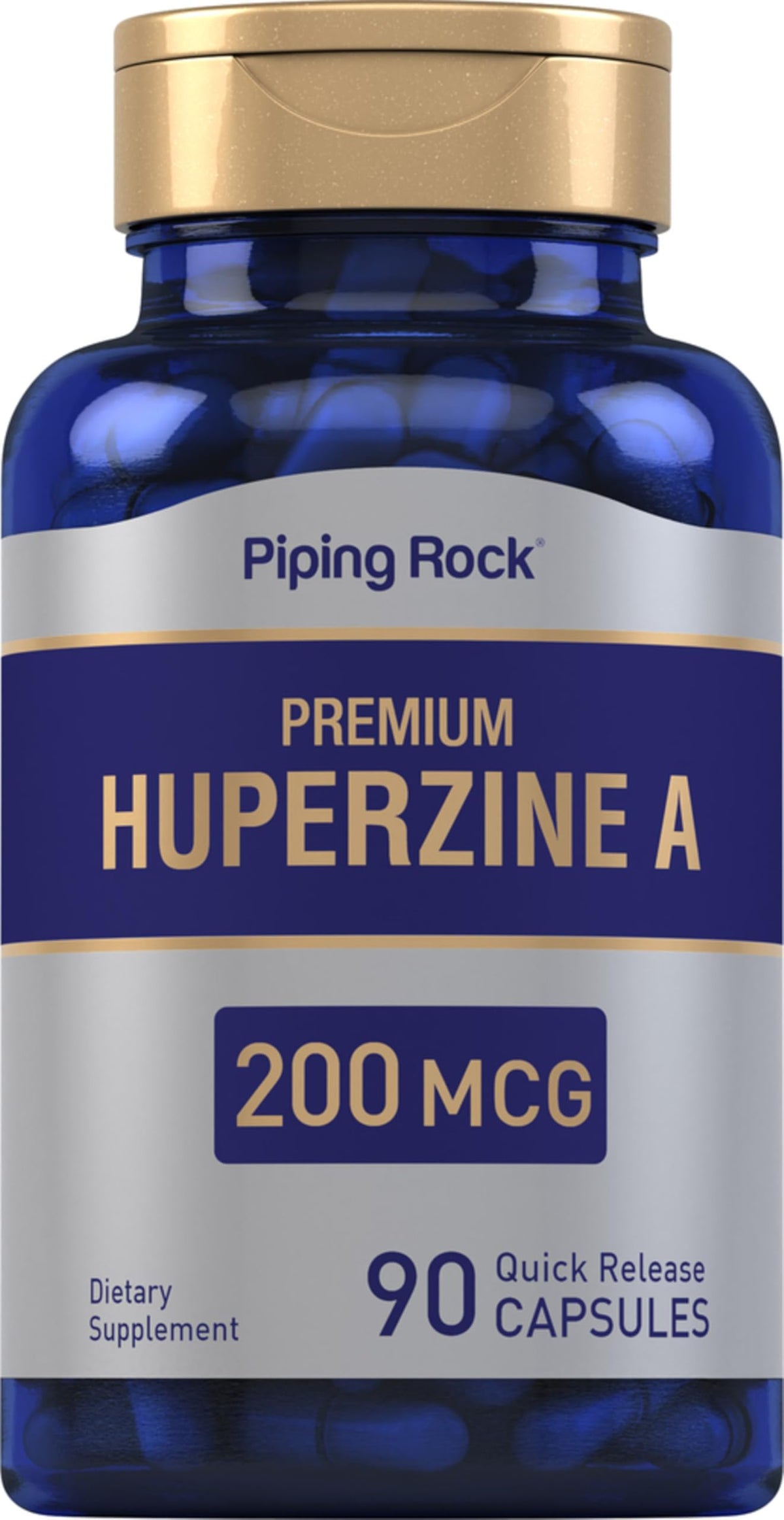 Piping Rock Huperzine A, botella de 90 cápsulas para uso diario.