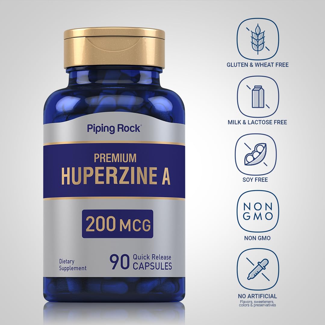 Piping Rock Huperzine A, cápsulas fáciles de tragar para comodidad diaria.