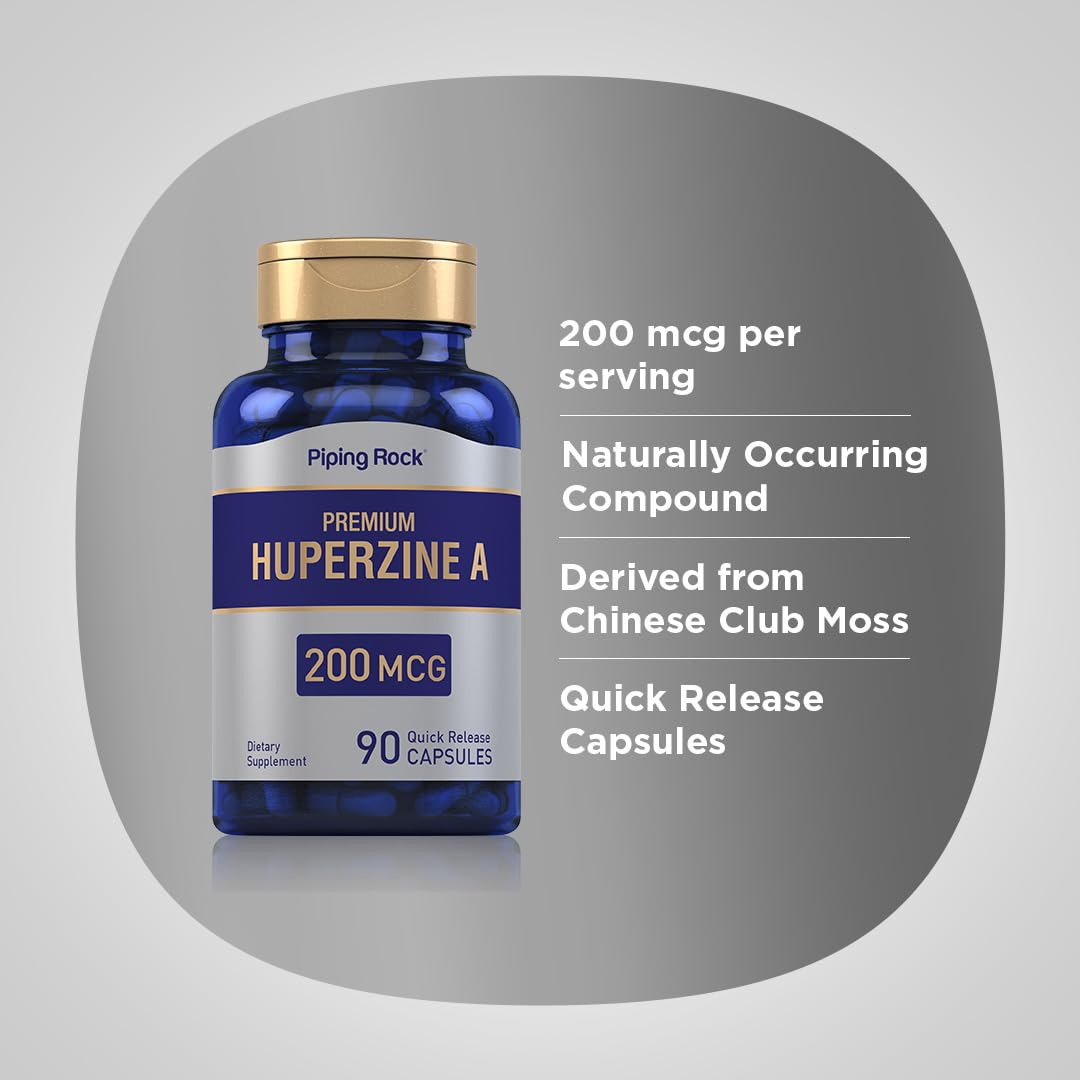 Piping Rock Huperzine A, empaque seguro para almacenamiento en casa.
