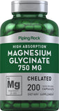 Piping Rock magnesio glicinato en frasco, toma diaria fácil y conveniente.