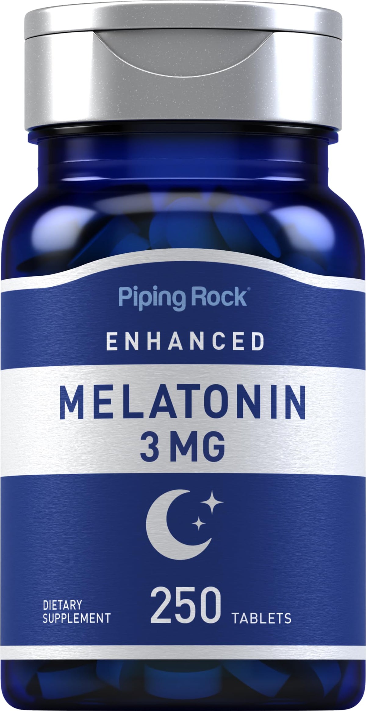 Piping Rock Melatonina 3 mg: botella visible para apoyo al sueño suave
