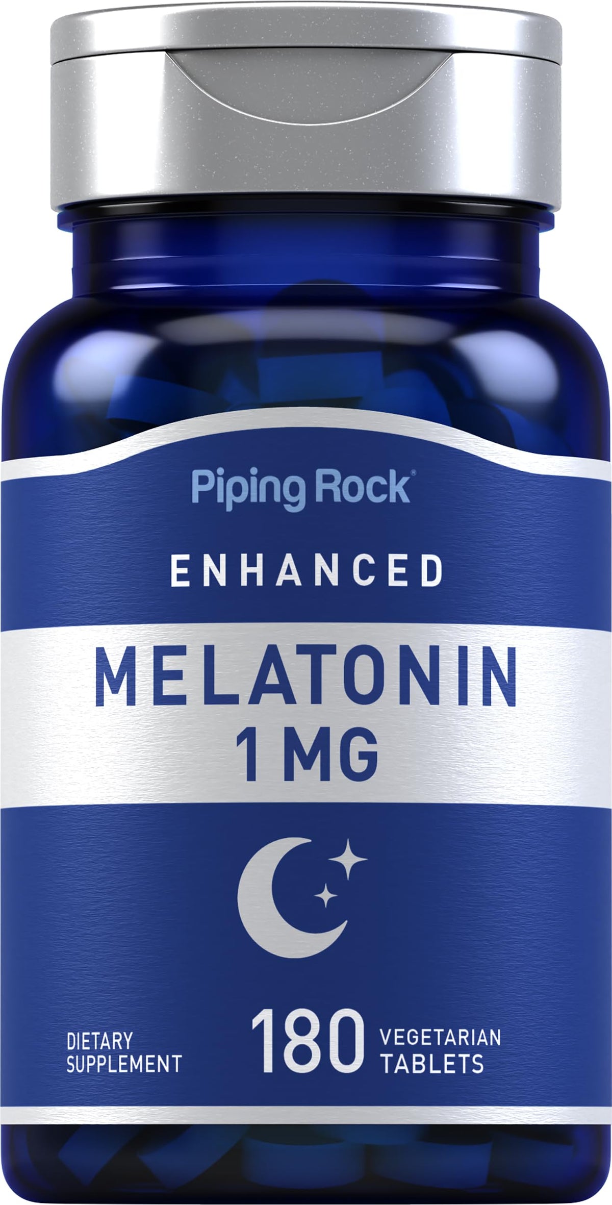 Piping Rock Melatonina en botella de 180 tabletas, formato cómodo para adultos