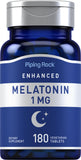 Piping Rock Melatonina en botella de 180 tabletas, formato cómodo para adultos