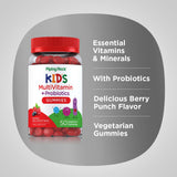 Tabla nutricional de Piping Rock Niños con vitaminas y probióticos.