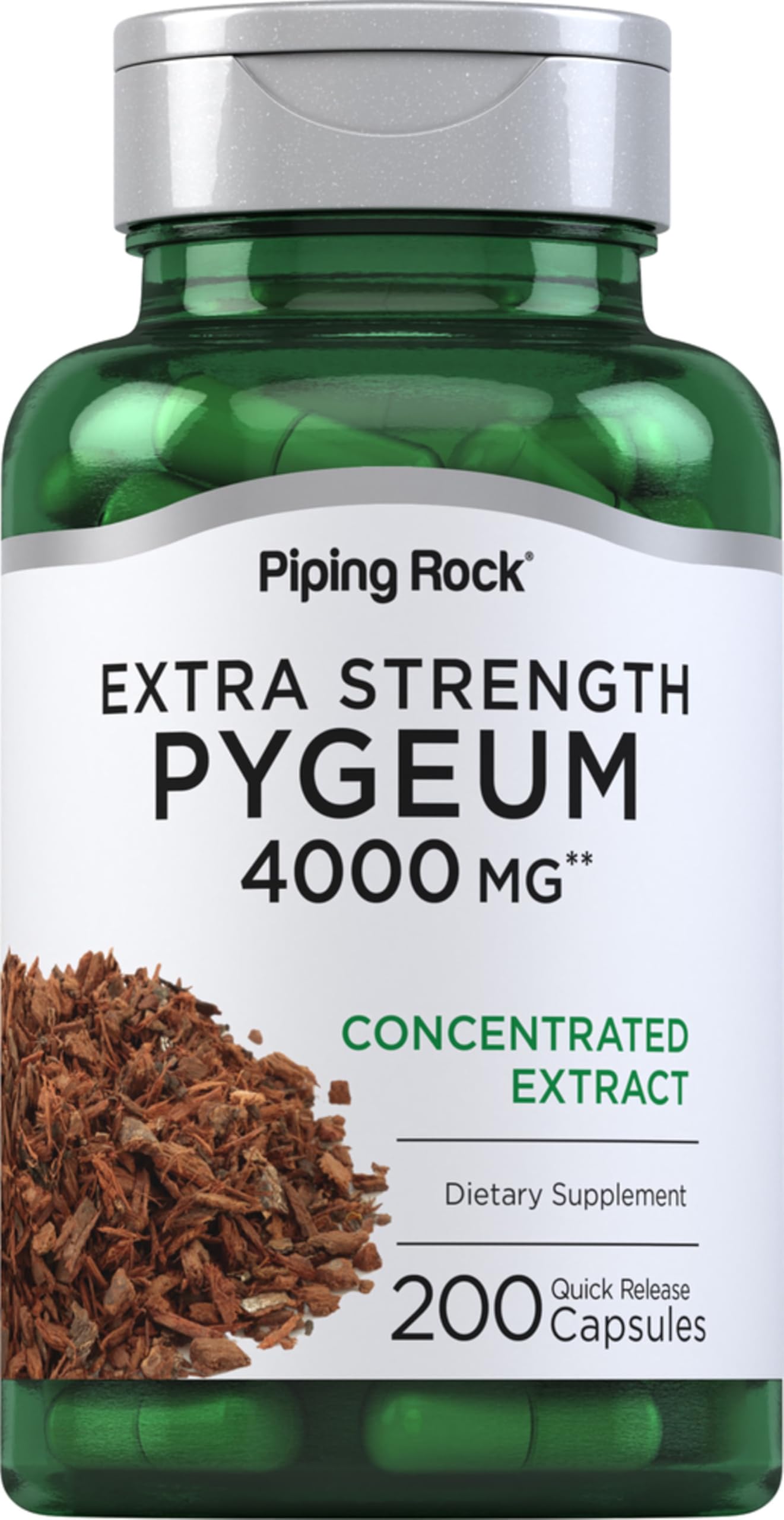 Piping Rock Pygeum, botella frontal, apoyo al bienestar diario.
