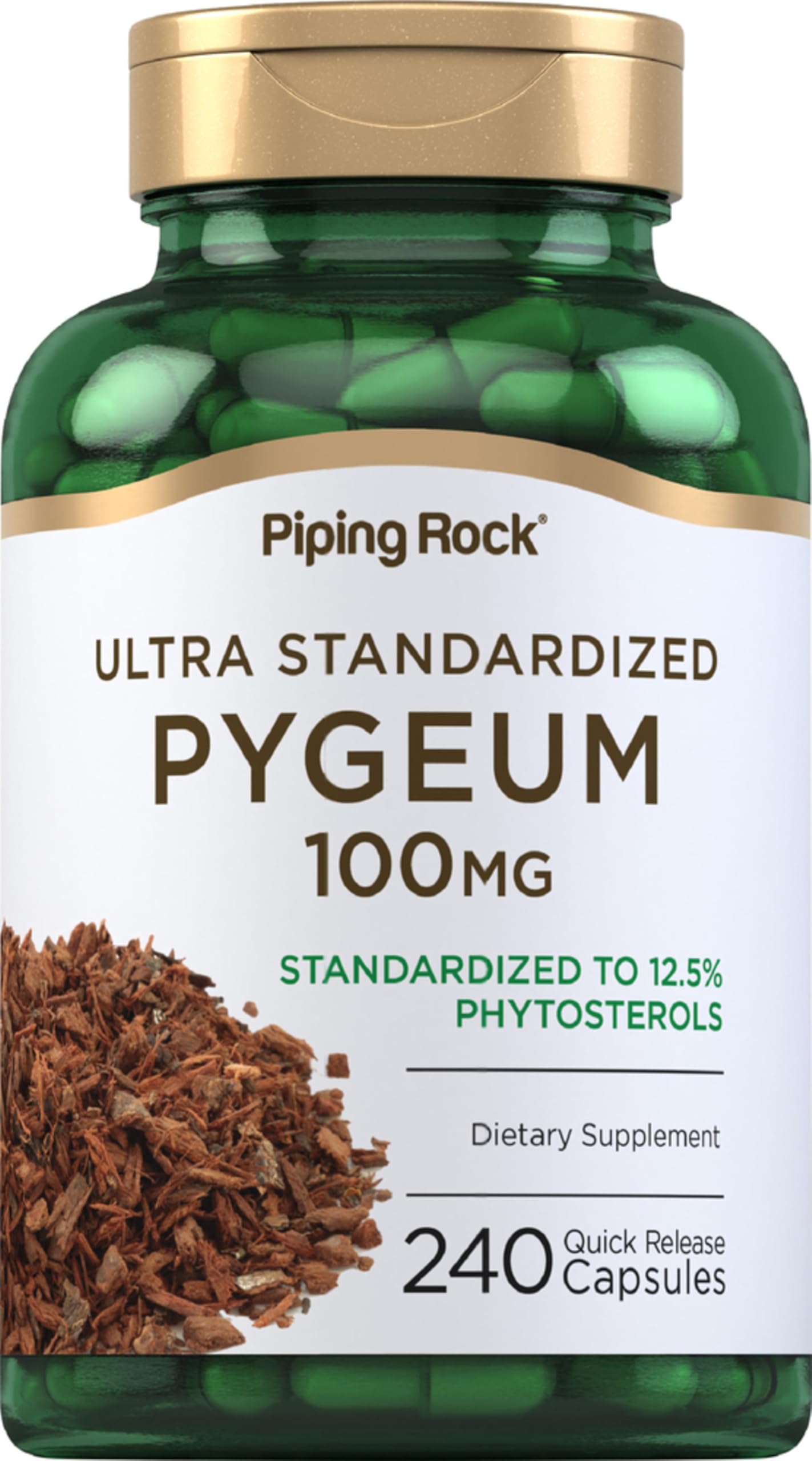 Piping Rock Pygeum cápsulas de liberación rápida para uso diario.