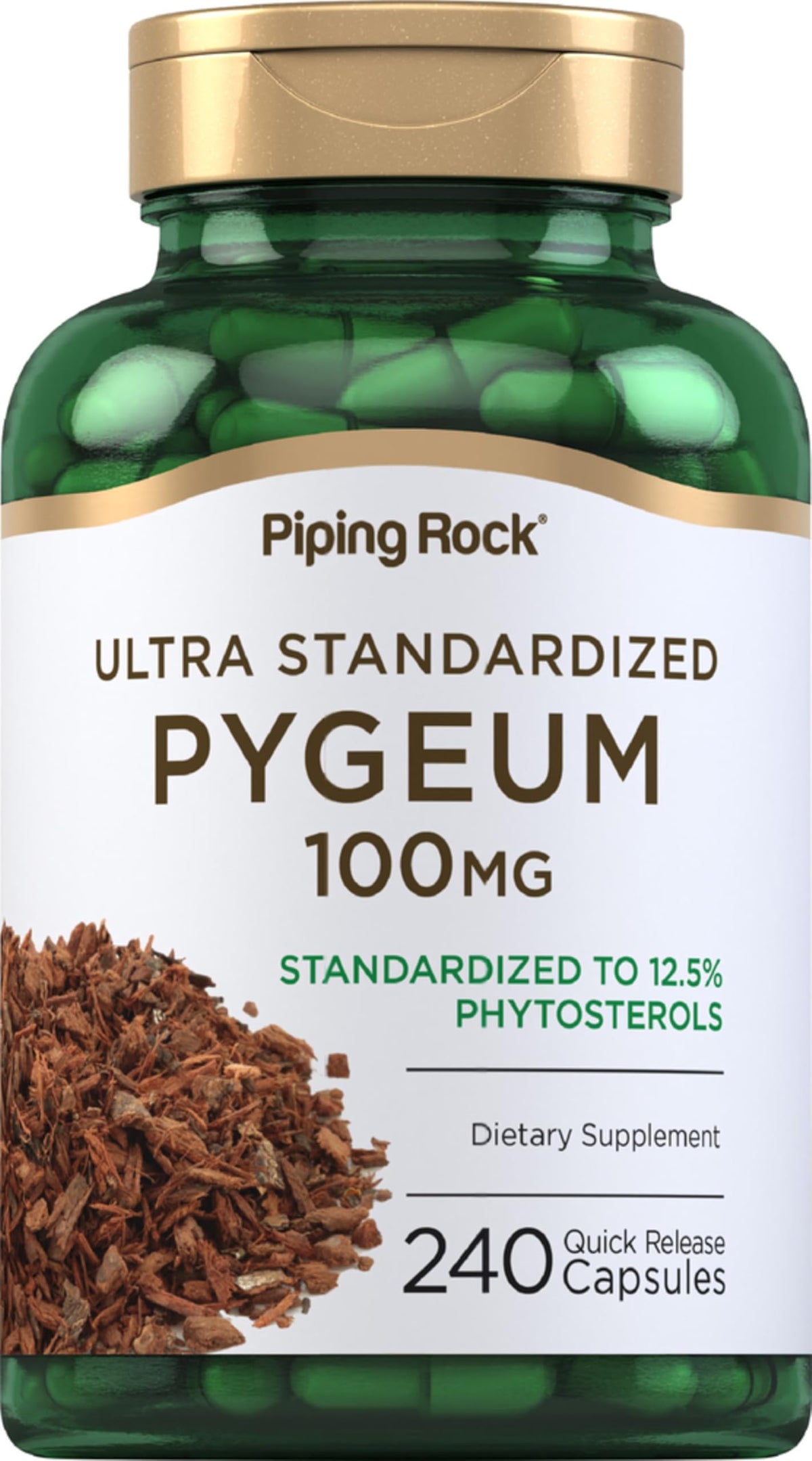 Piping Rock Pygeum cápsulas de liberación rápida para uso diario.