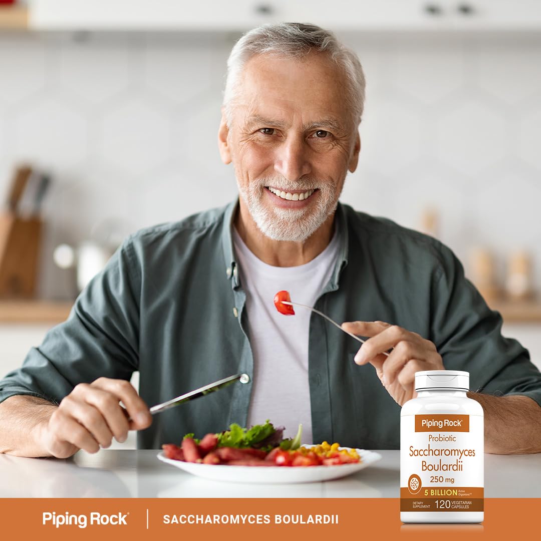 Piping Rock Saccharomyces boulardii caja externa libre de gluten.