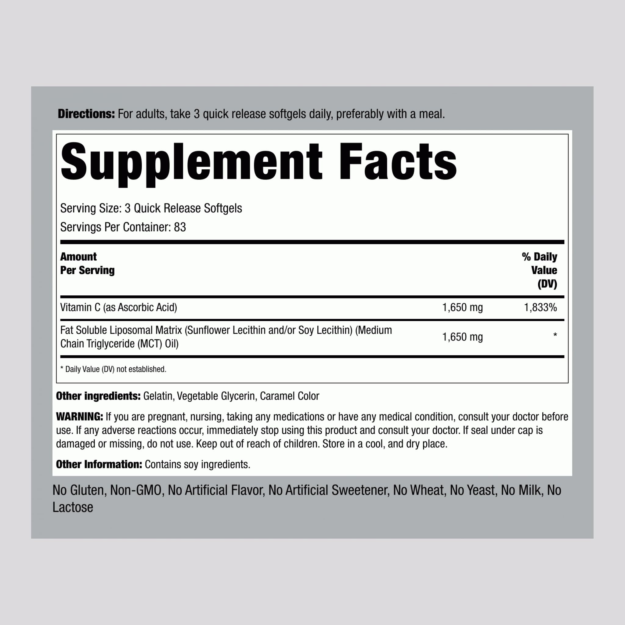 Piping Rock Vitamina C liposomales, cápsulas blandas fáciles de tragar