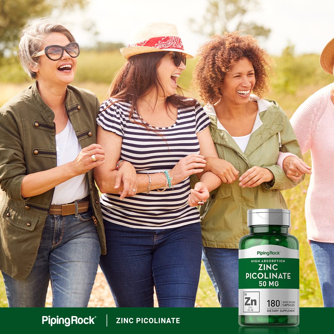 Piping Rock Zinc Picolinato 50 mg para estilo de vida activo.