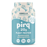 Pirq batido vainilla vegano en vaso, energía diaria y sabor suave