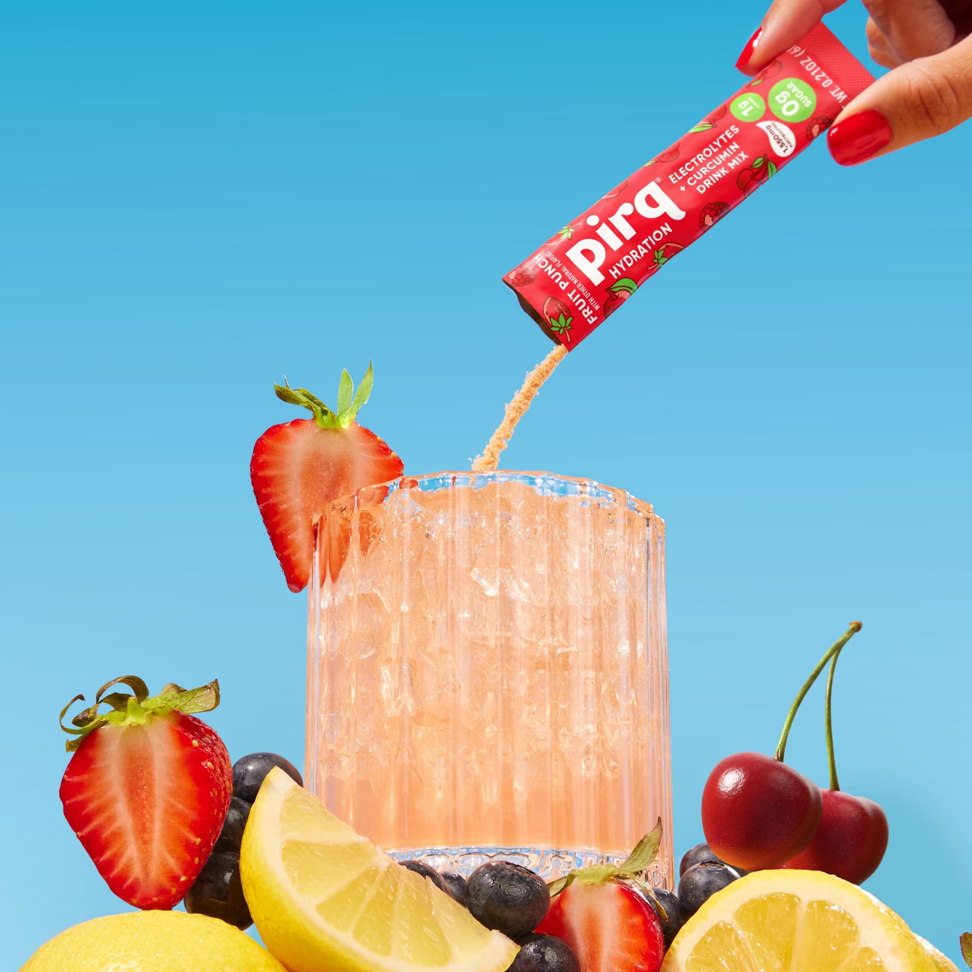 Pirq Hydration: empaque-una-porcion, práctico para viajes.