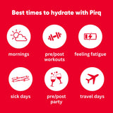 Pirq Hydration: paquete-de-sobres, cero azúcares y bajo carbohidrato.