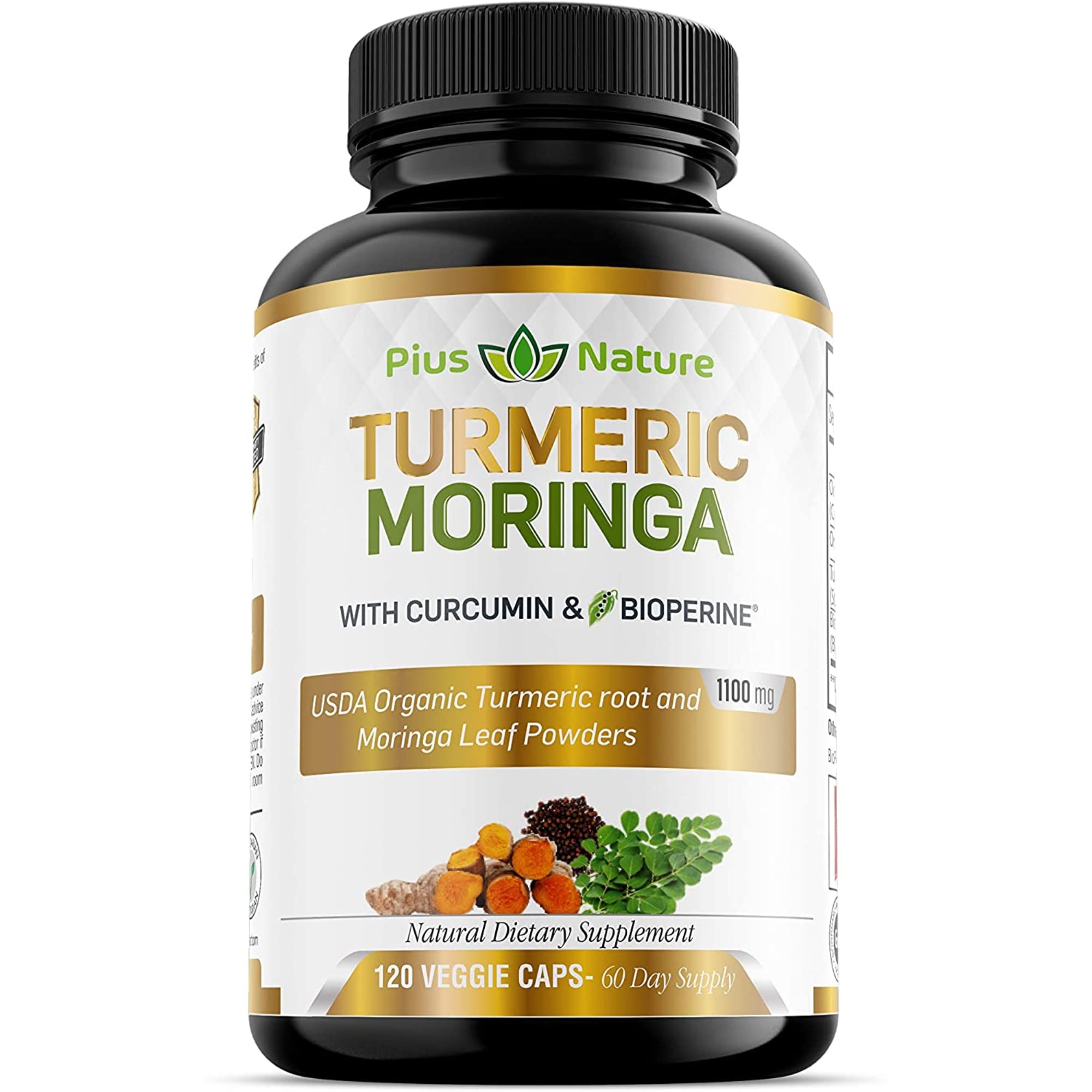 PIUS NATURE Curcuma Moringa: cápsulas 1100 mg para apoyo diario
