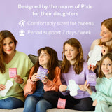 Pixie Cup regular: compresas con flujo ligero a medio para seguridad diaria.