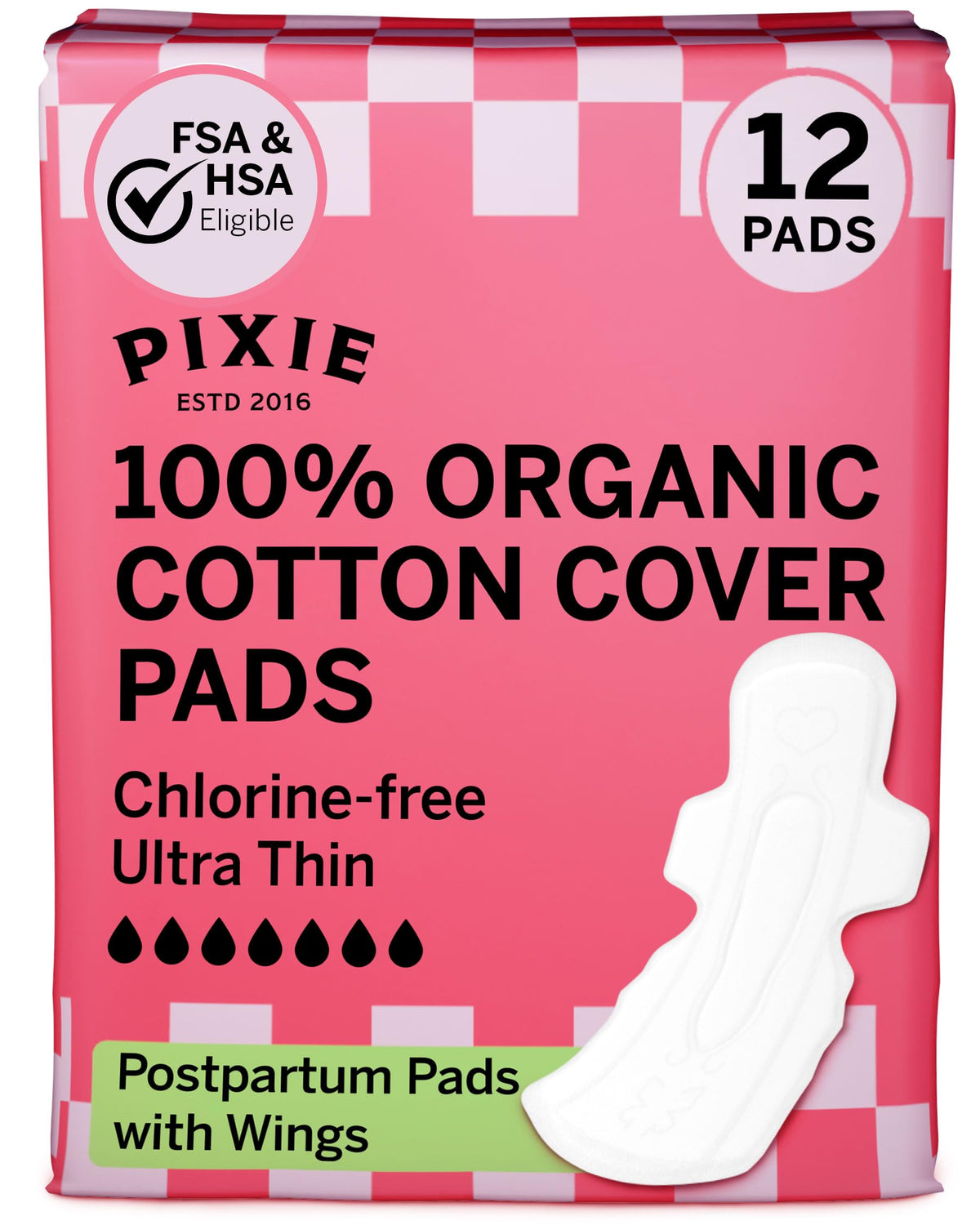 Pixie Postparto: almohadilla ultra-delgada con alas para discreción y protección diaria.