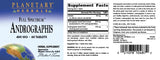 Planetary Herbals Espectro Completo Andrographis 400 mg, primer plano del envase, fácil de incorporar a la rutina.