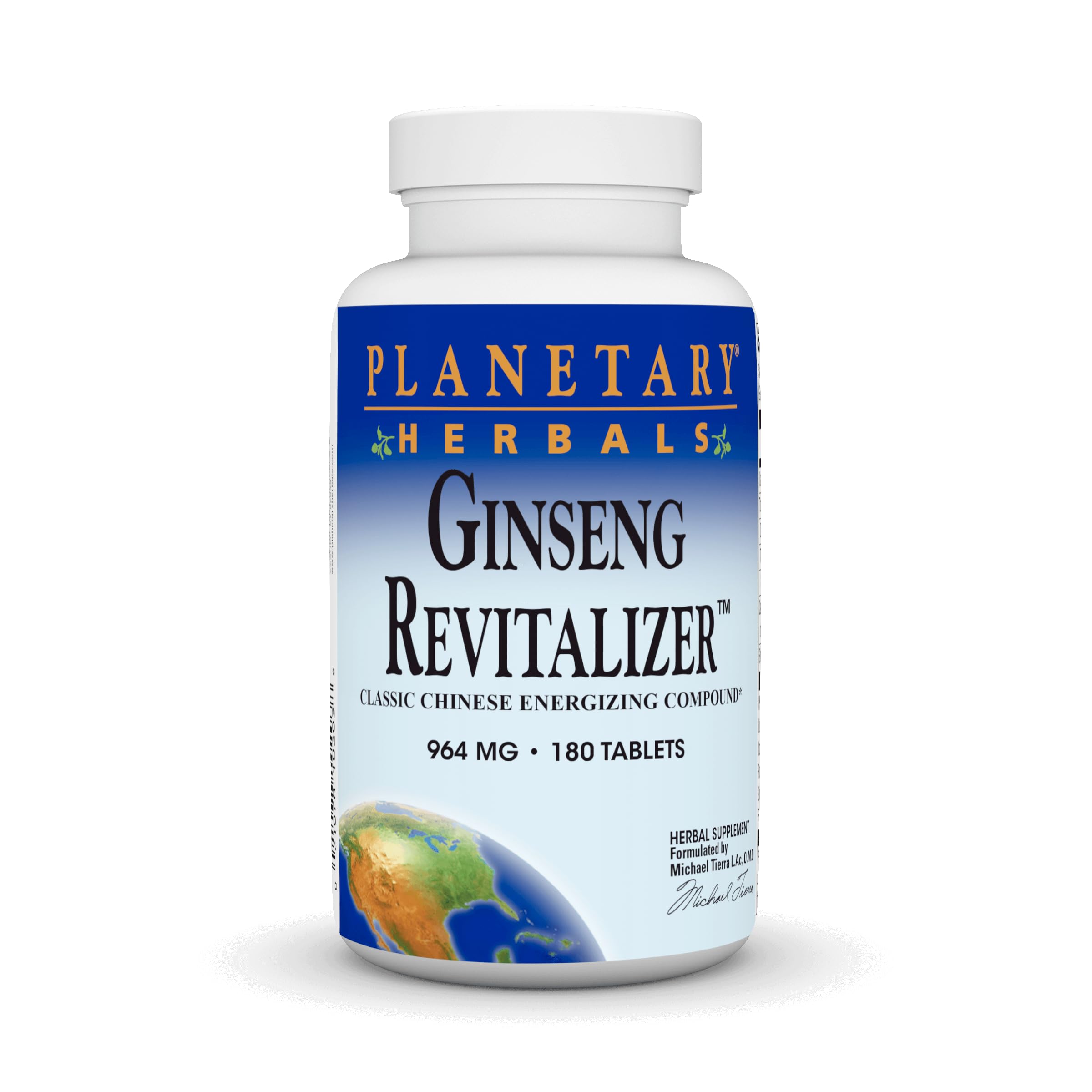 Planetary Herbals Ginseng Revitalizer, botella visible para energía sostenida.