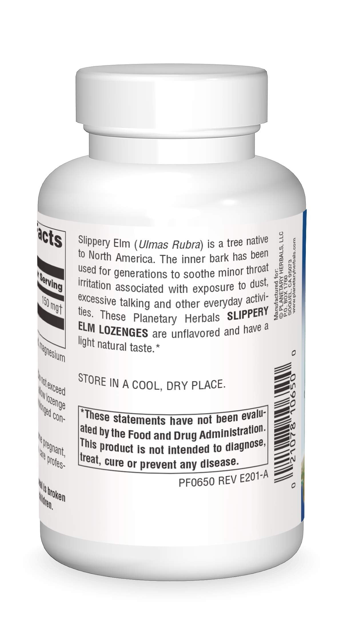 Pastilla de olmo resbaladizo Planetary Herbals, sabor fresa, disolución lenta para la garganta