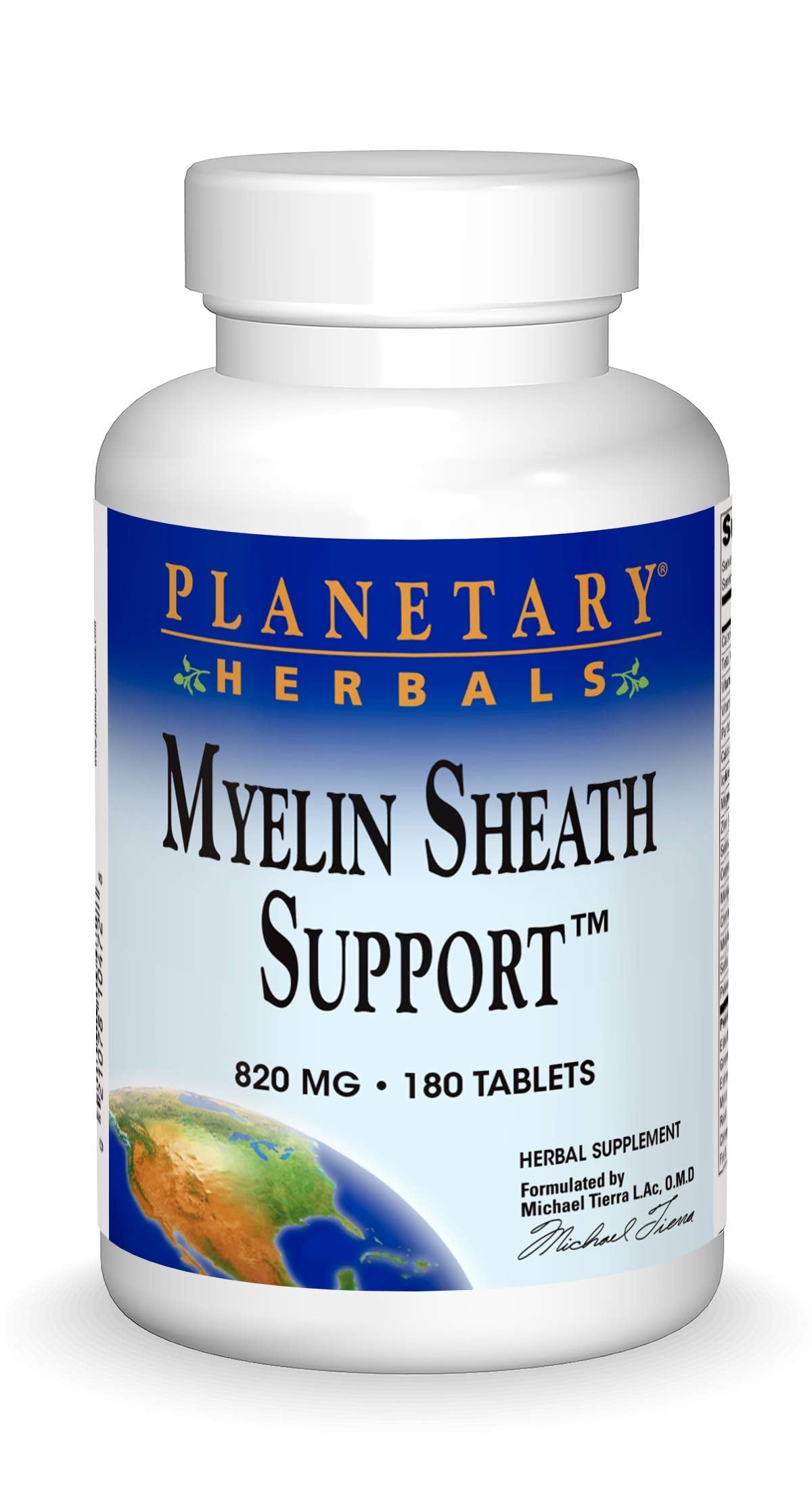 Planetary Herbals Sostén de mielina en botella para apoyo nervioso.