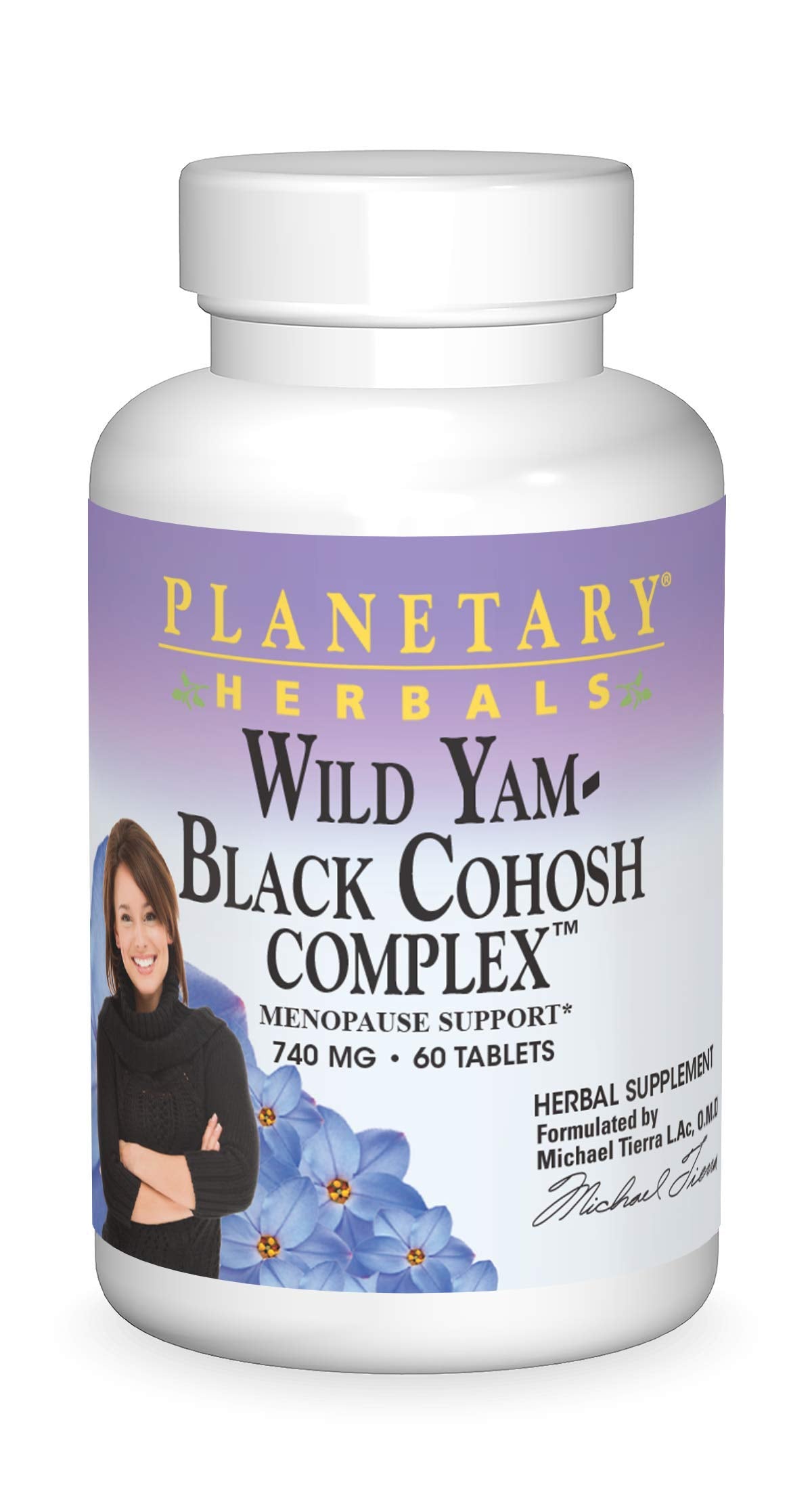 Planetary Herbals Wild Yam-Black Cohosh Tabletas en botella para apoyo hormonal potencial.