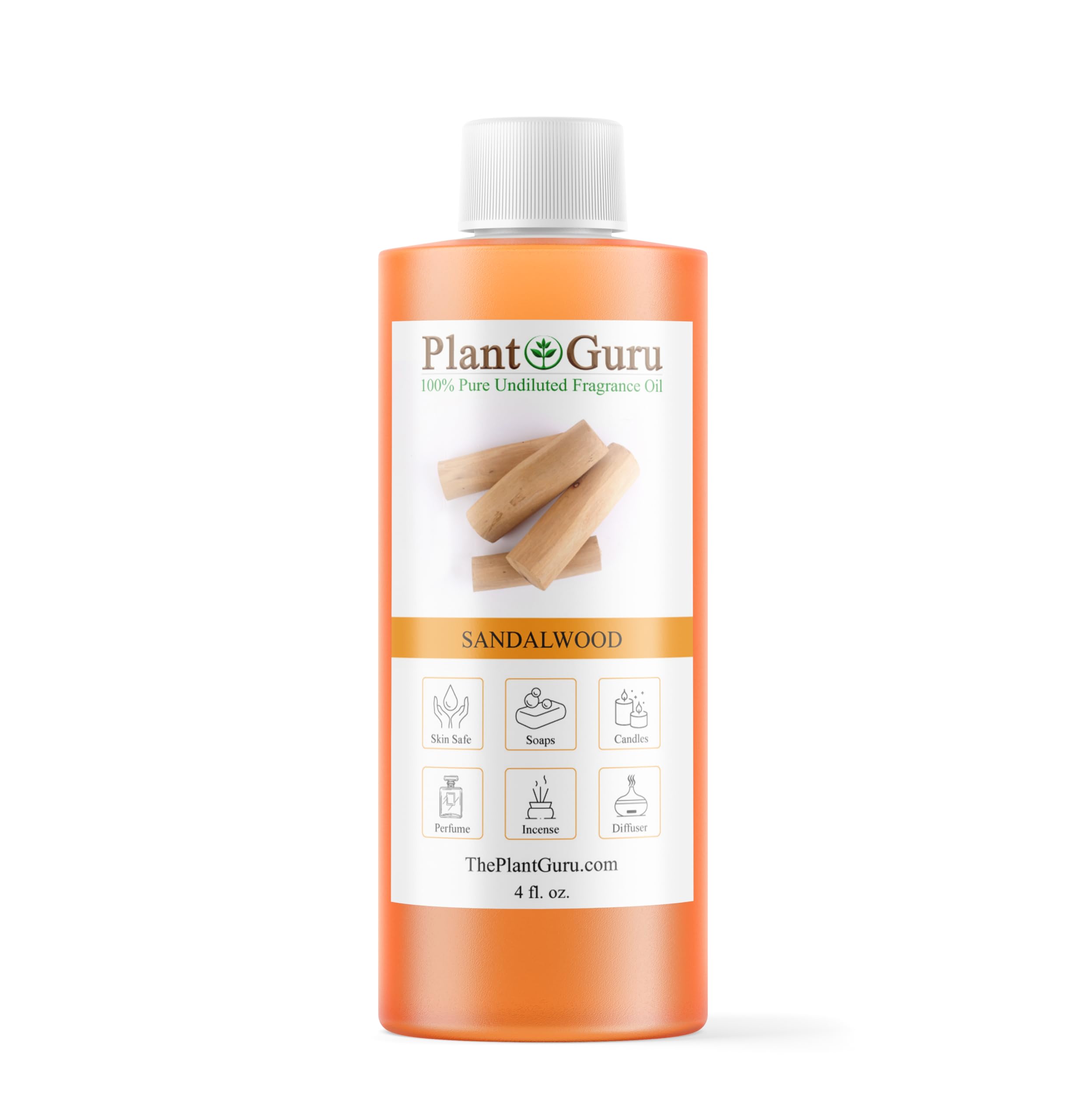 Plant Guru Sandalwood: botella de aceite fragancia para difusor aromático.
