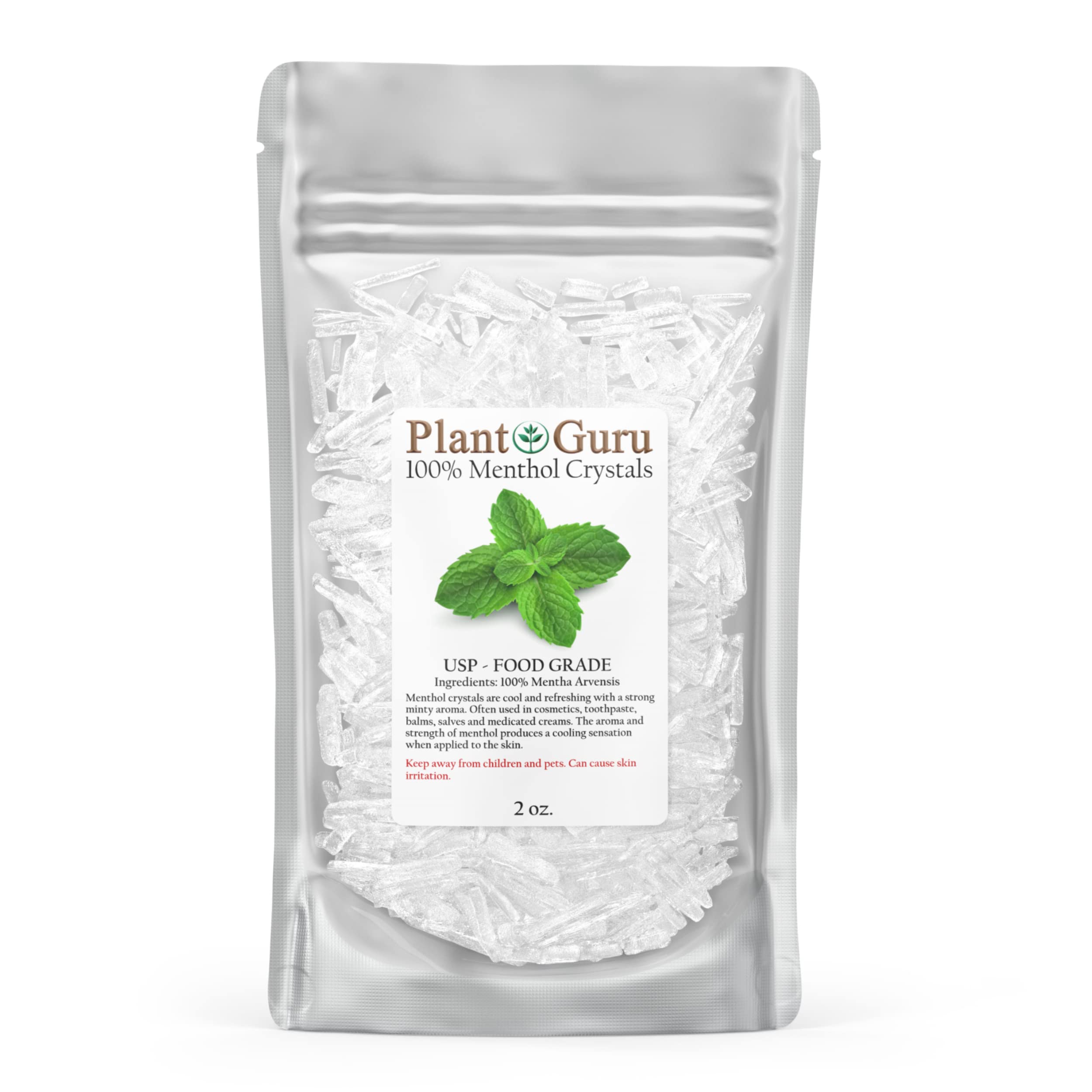 Plant Guru cristales de mentol en frasco, ideal para cosméticos y bálsamos refrescantes