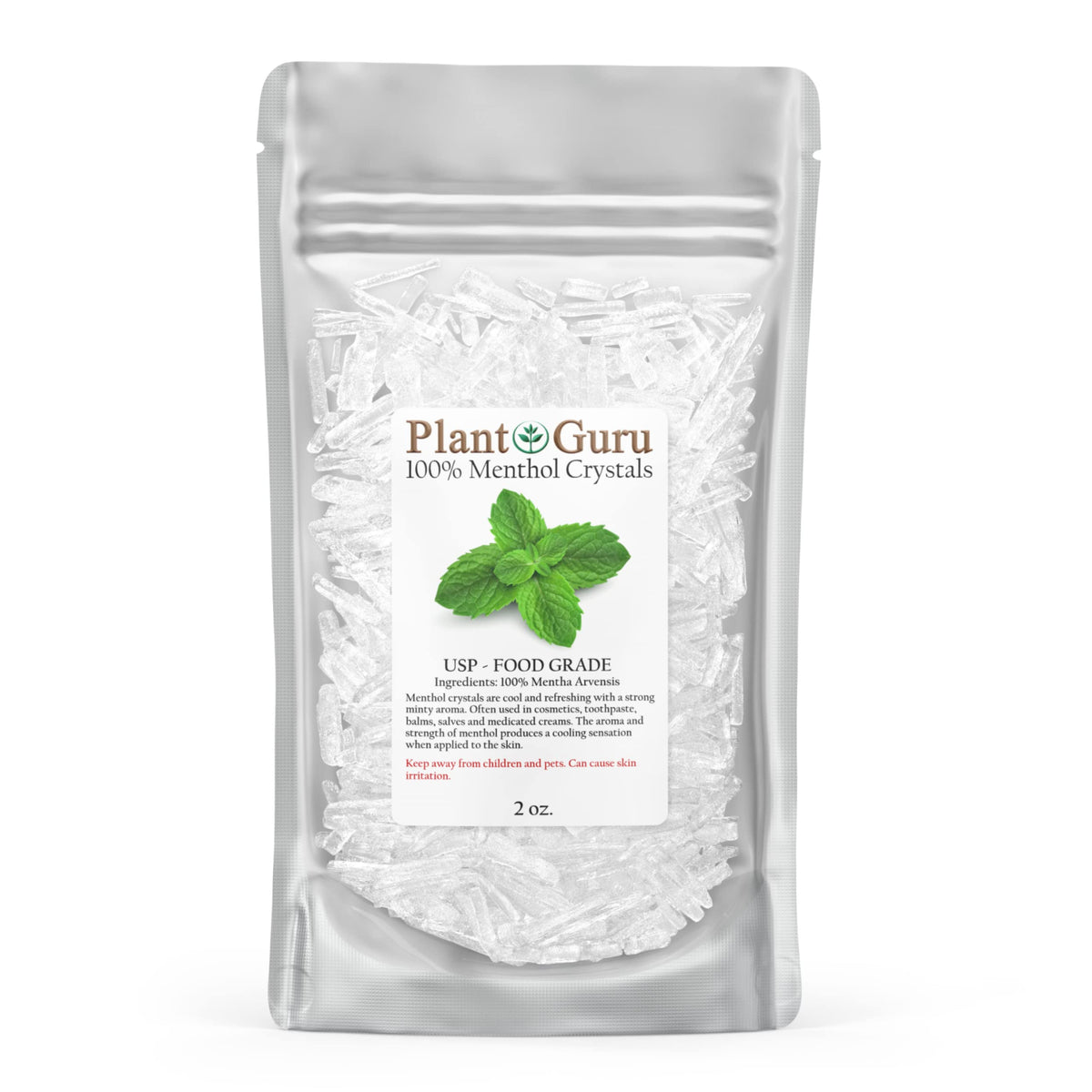 Plant Guru cristales de mentol en frasco, ideal para cosméticos y bálsamos refrescantes