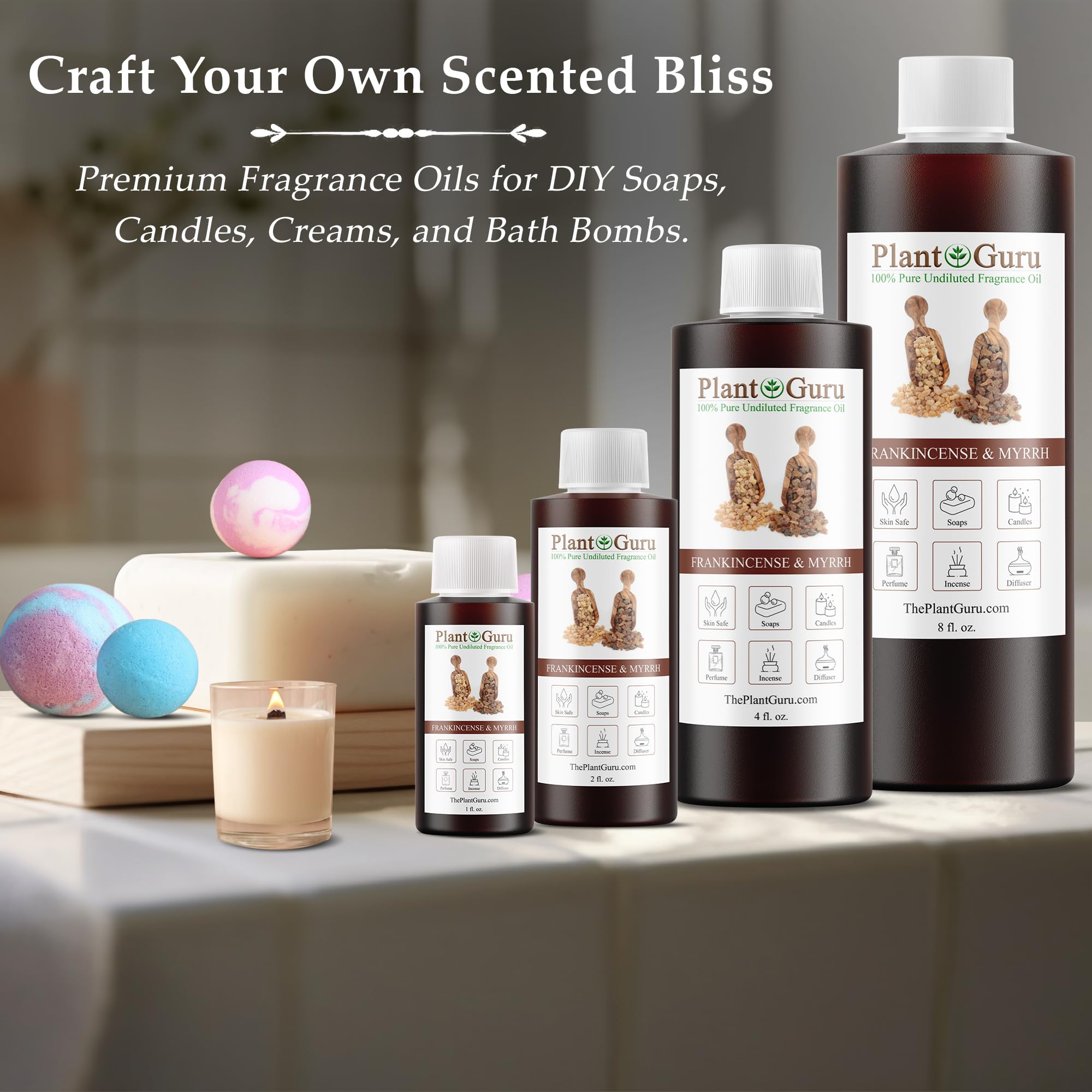 Plant Guru fragancia de incienso mirra, bombas de baño para spa casero.