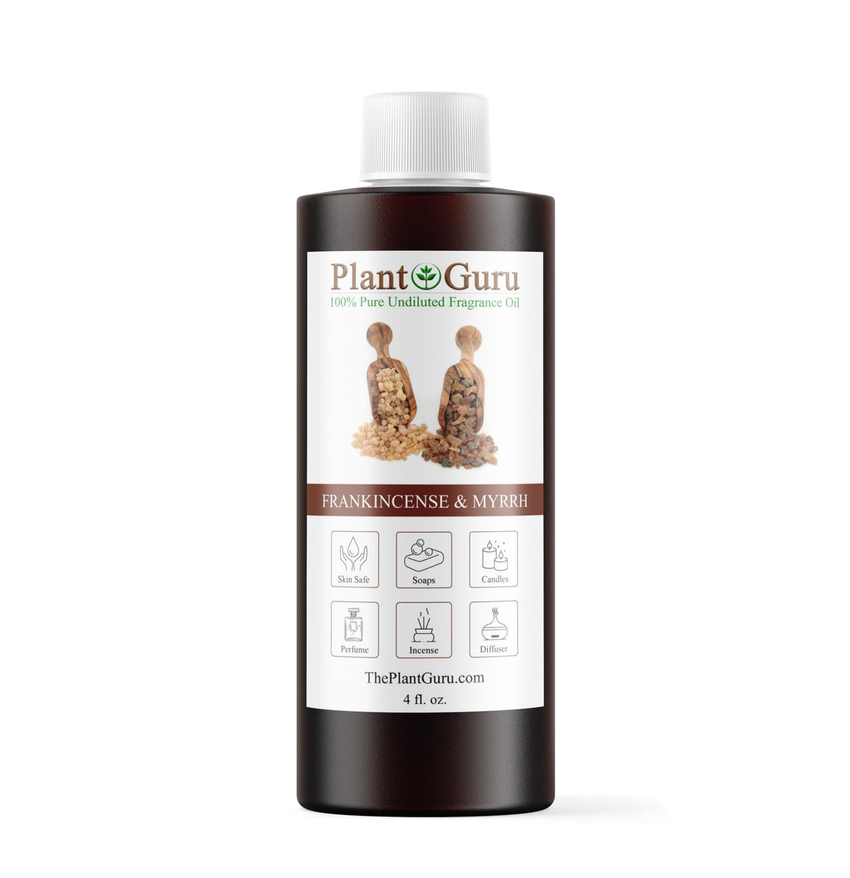 Plant Guru fragancia de incienso mirra en botella para ambientar espacios.