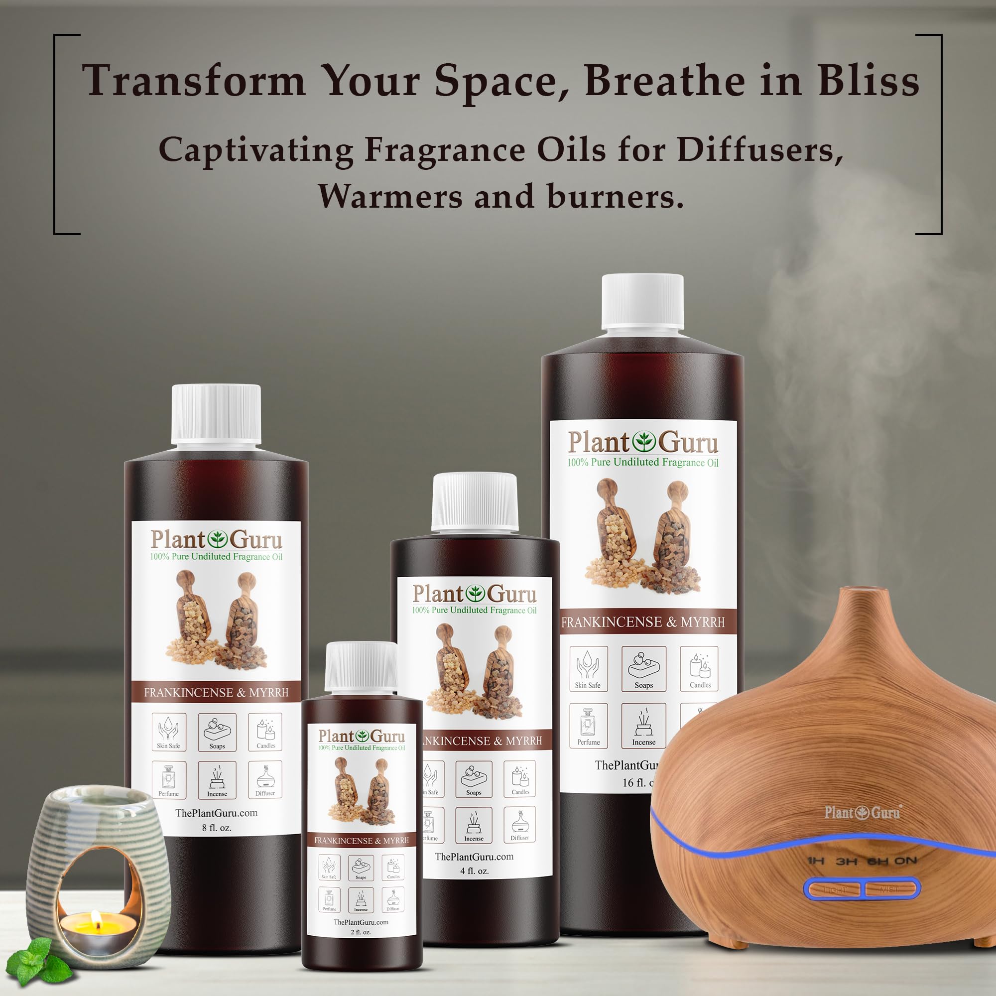 Plant Guru fragancia de incienso mirra, vela aromática para ambiente relajante.