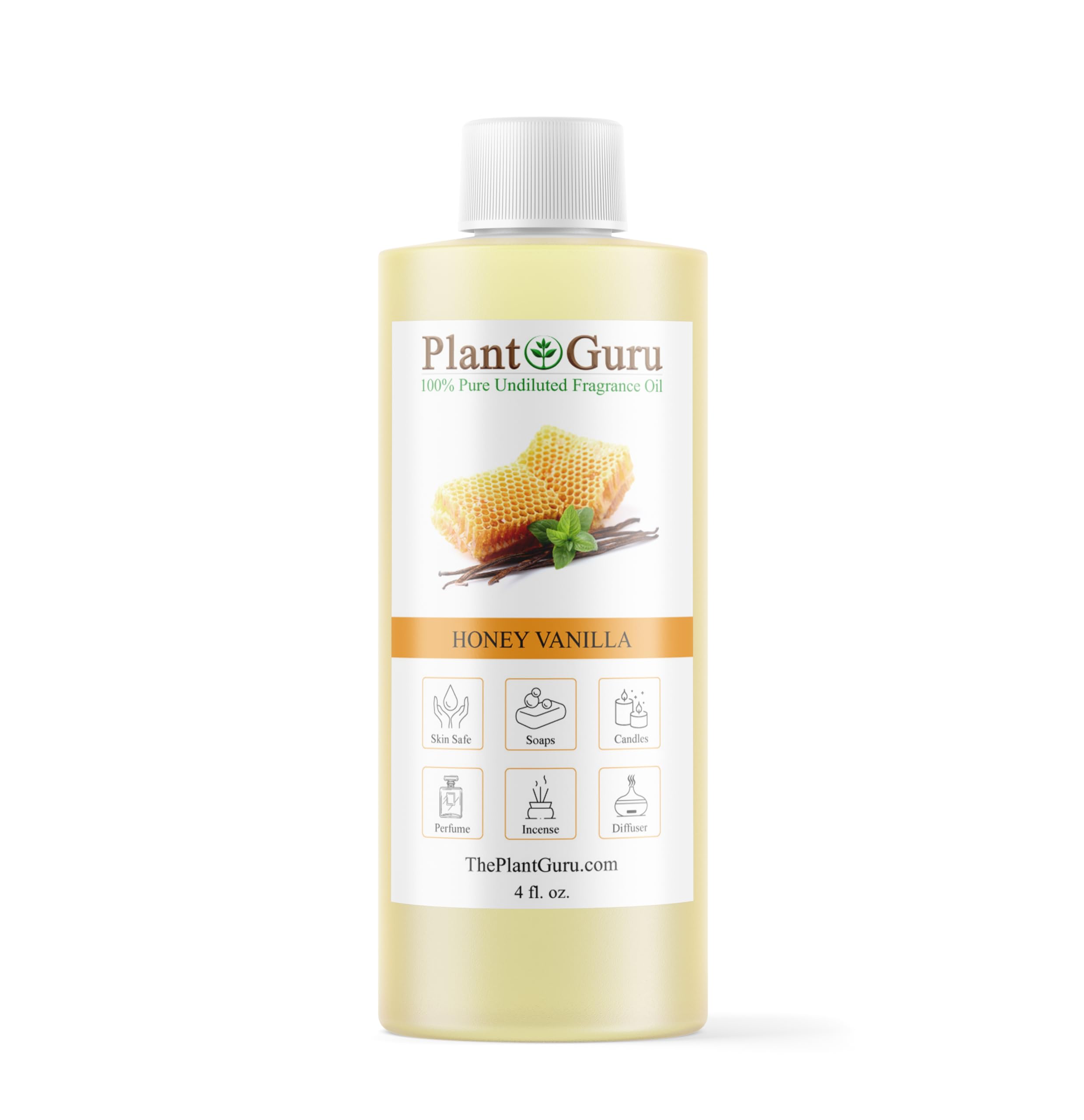 Plant Guru fragancia miel-vanilla en botella; aroma suave y duradero para ambientes