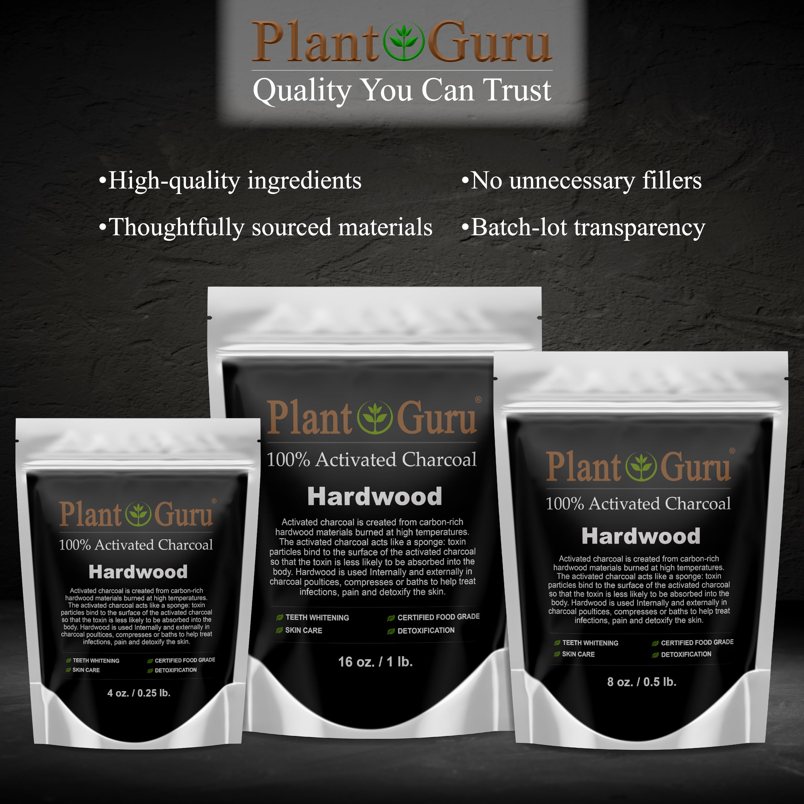Plant Guru Carbón Activado para picaduras de insectos y alivio superficial.