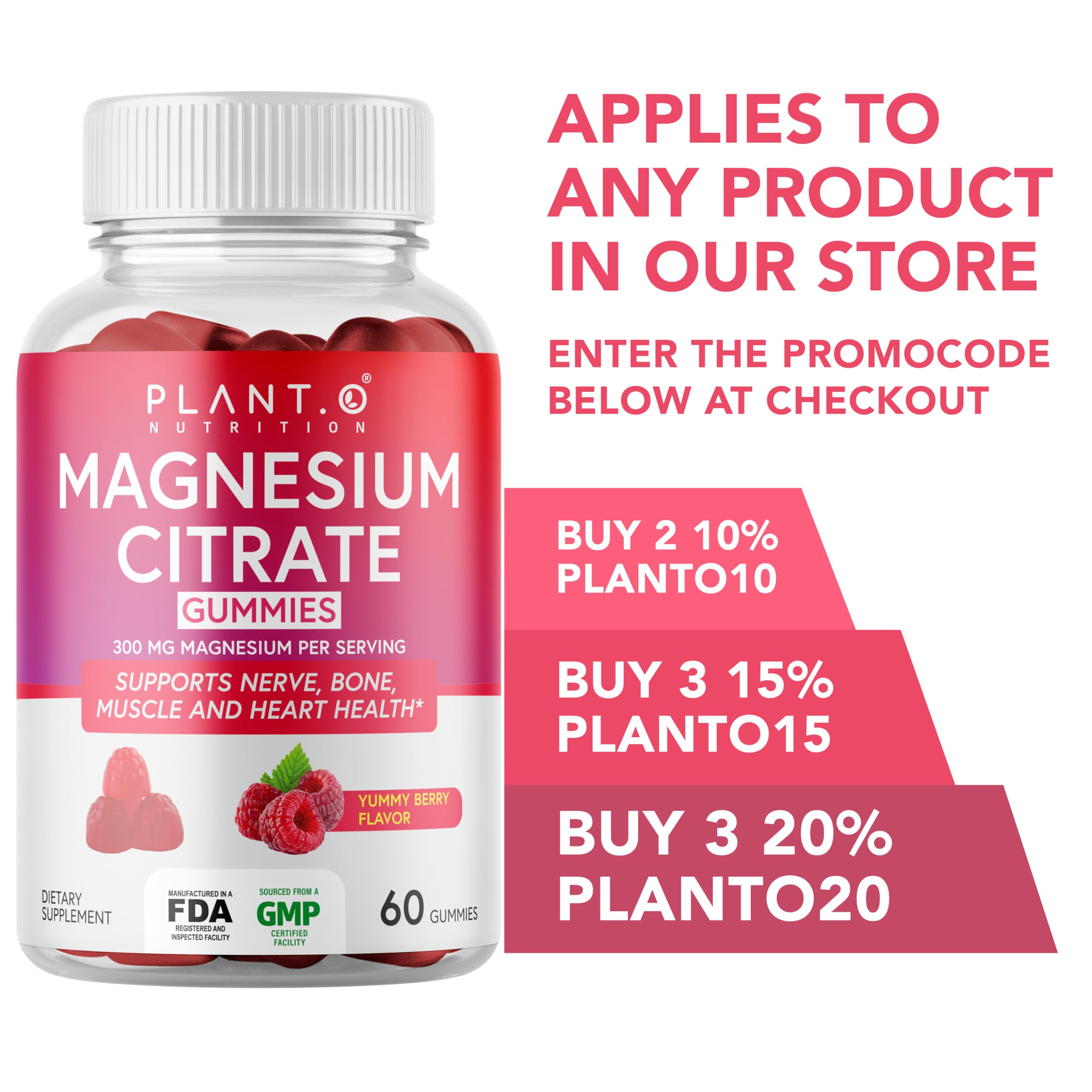Relajación nocturna con Plant.O Nutrition Calm Magnesium Gummies y sabor frambuesa.