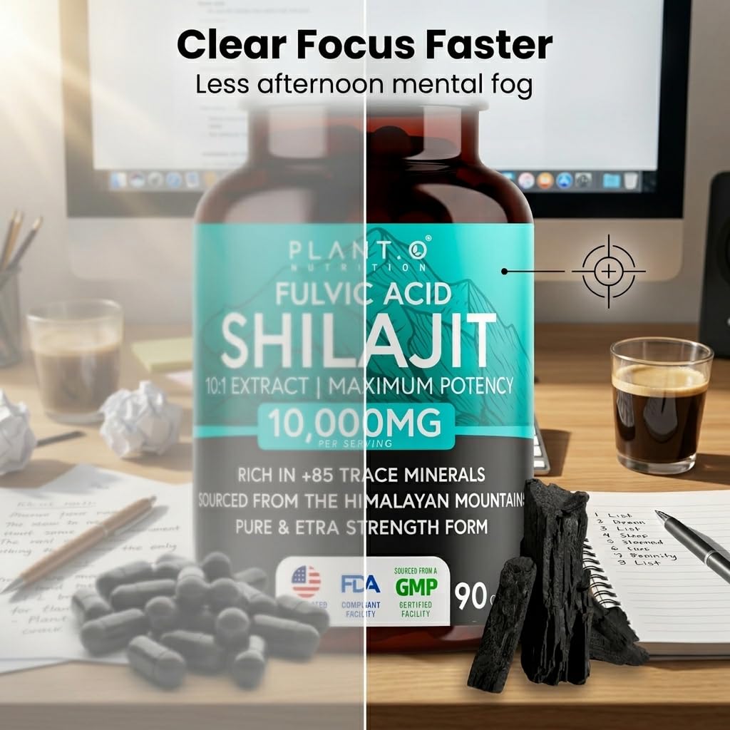 PLANT.O NUTRITION cápsulas Shilajit color ámbar para absorción eficiente