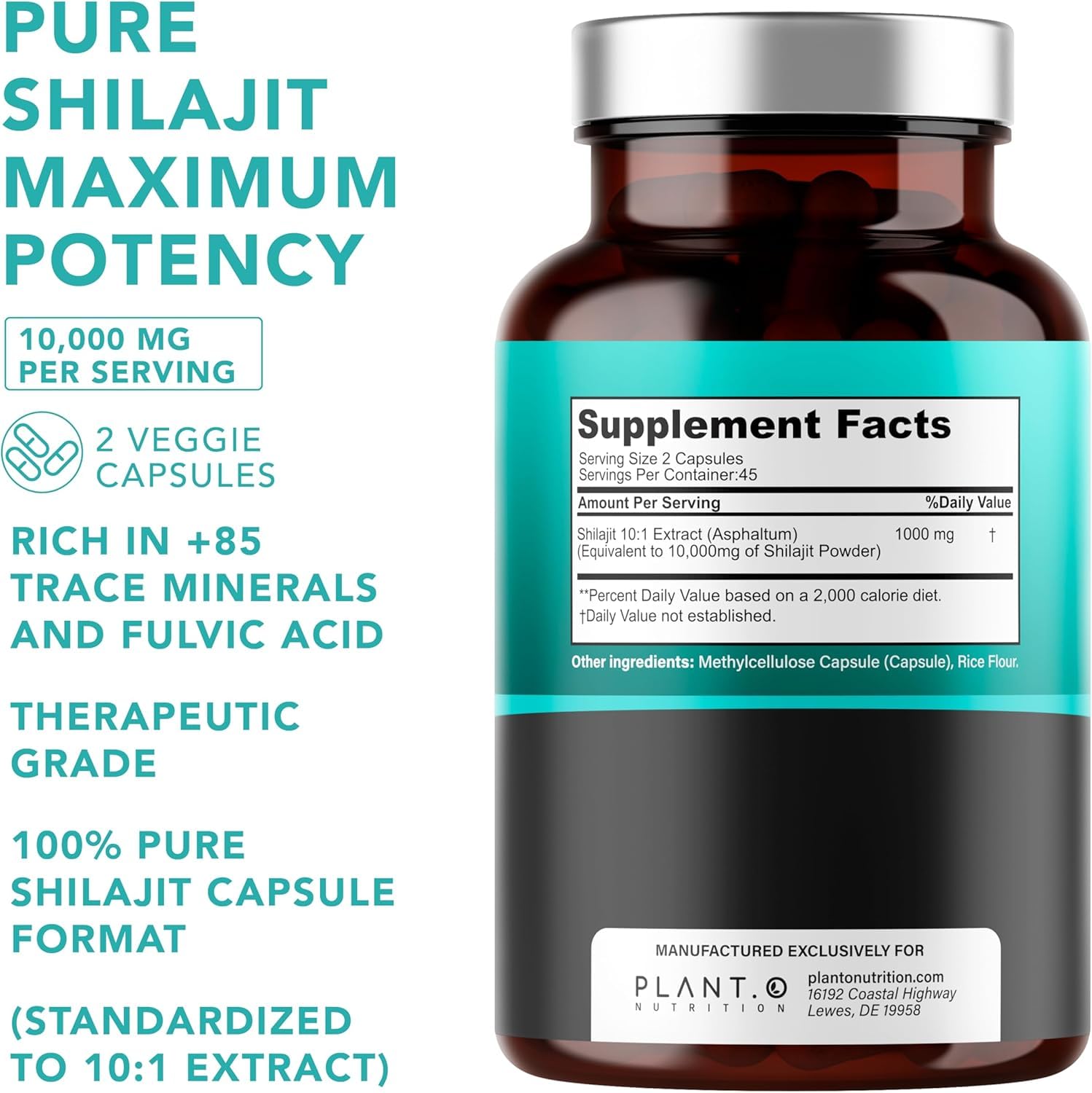 PLANT.O NUTRITION cápsulas Shilajit para apoyo de energía diaria