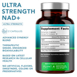Etiqueta PLANT.O NUTRITION NAD+ y resveratrol, foco en calidad
