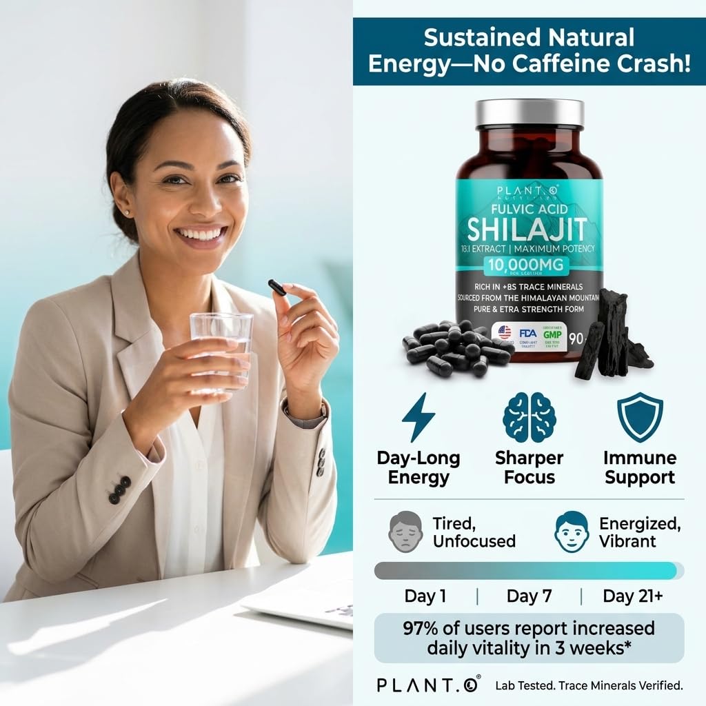 PLANT.O NUTRITION etiqueta Shilajit: pureza y control GMP