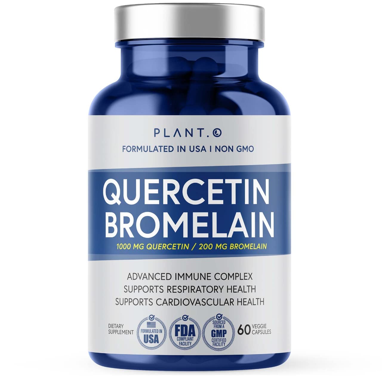 PLANT.O NUTRITION Quercetina con Bromelina en envase cápsulas para apoyo inmune diario