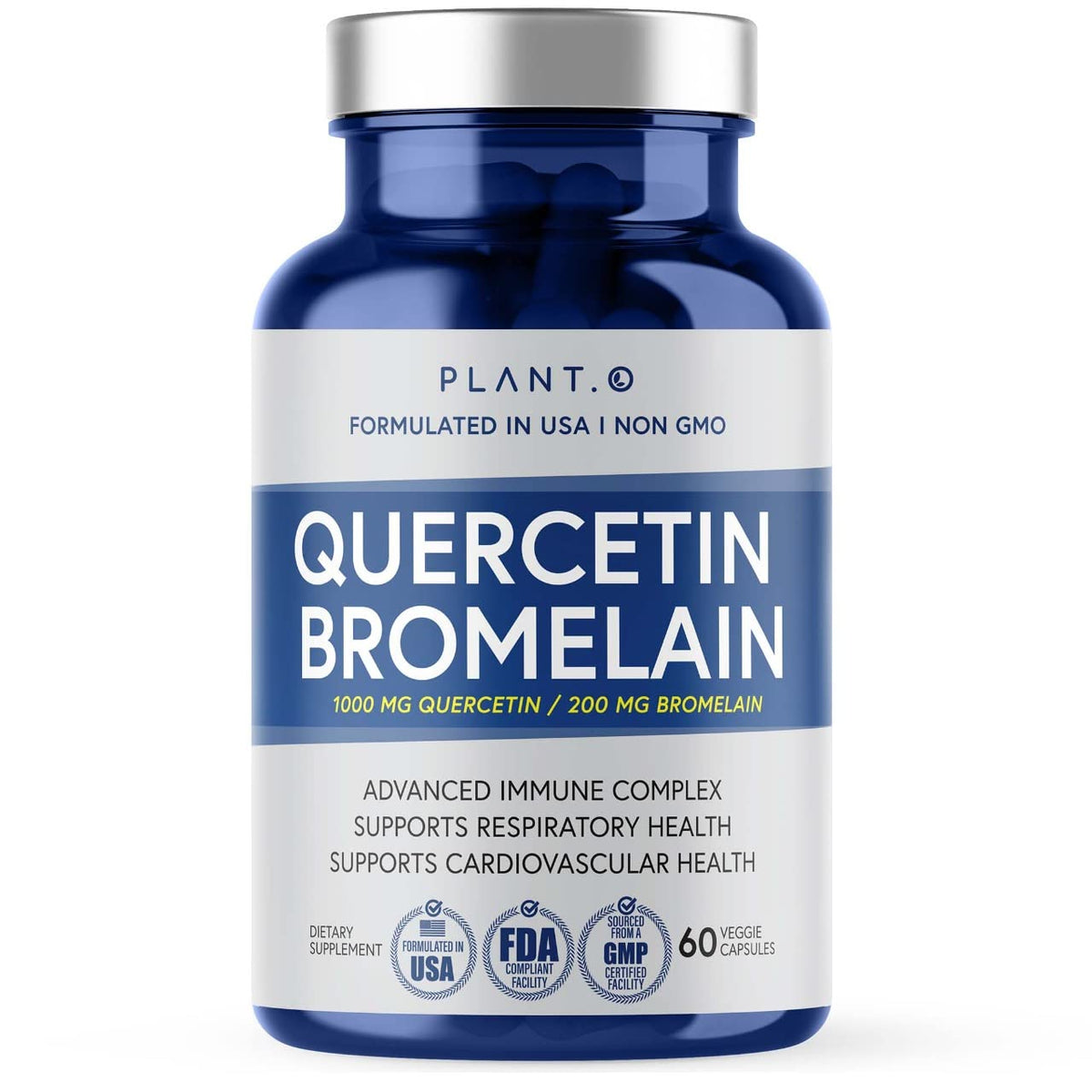 PLANT.O NUTRITION Quercetina con Bromelina en envase cápsulas para apoyo inmune diario