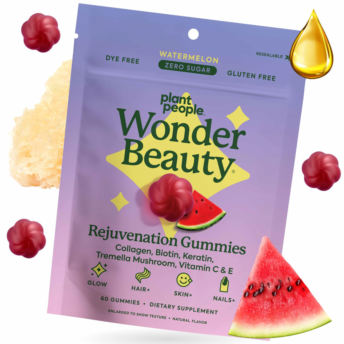 Gominolas WonderBeauty en botella, ideal para apoyar cabellos sanos y piel radiante