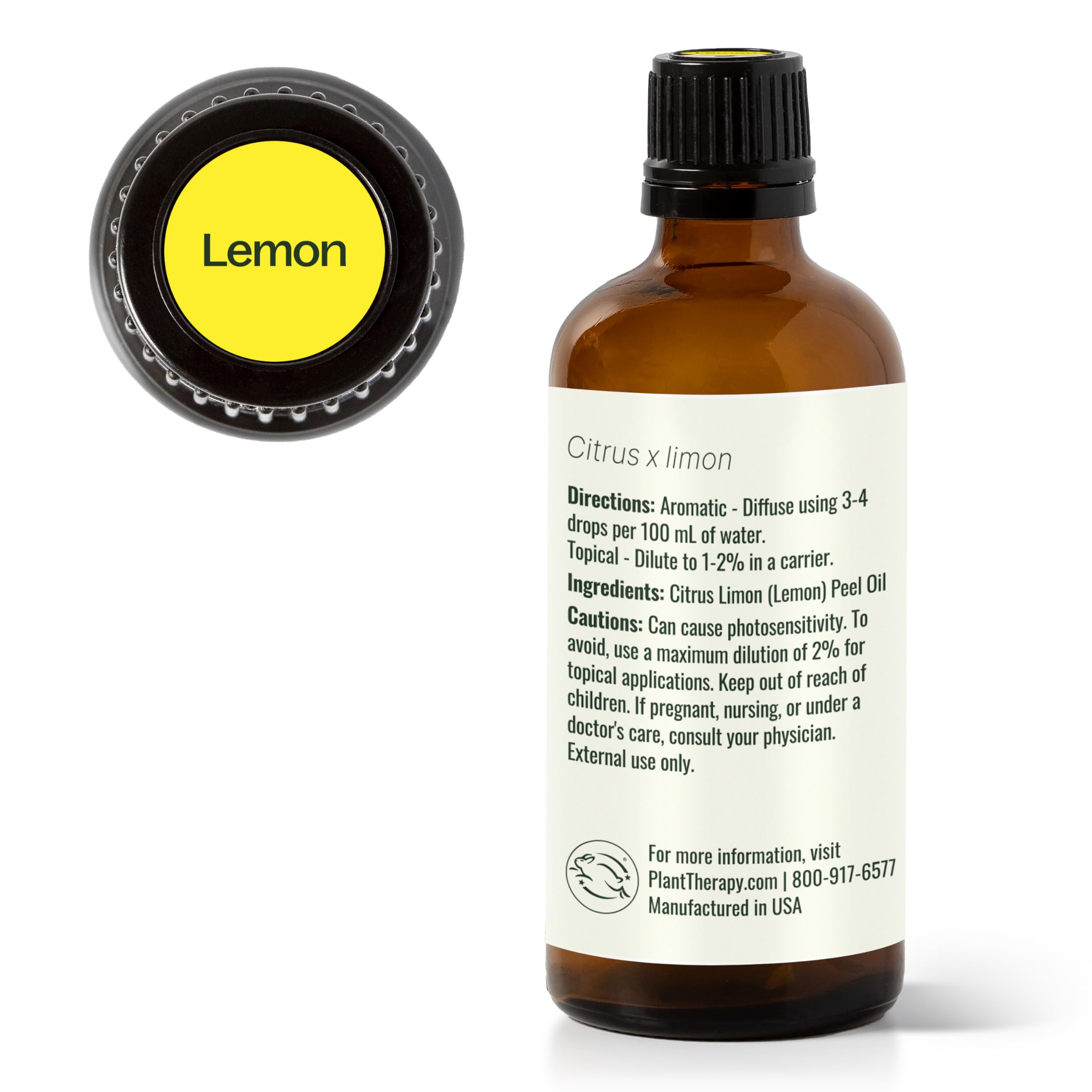 Aroma cítrico de Plant Therapy limón, uso diario recomendado.