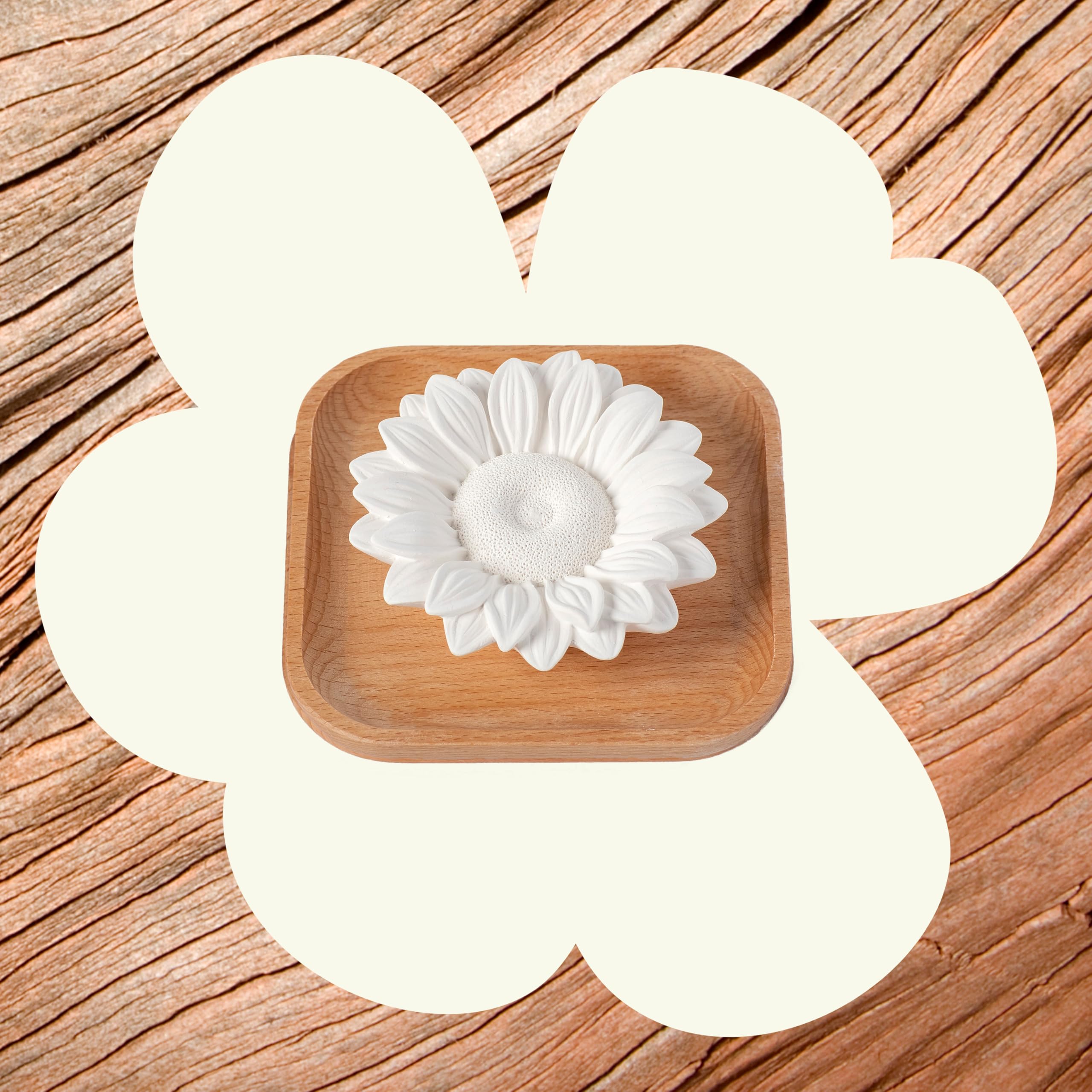 Base de madera natural del difusor Plant Therapy girasol.